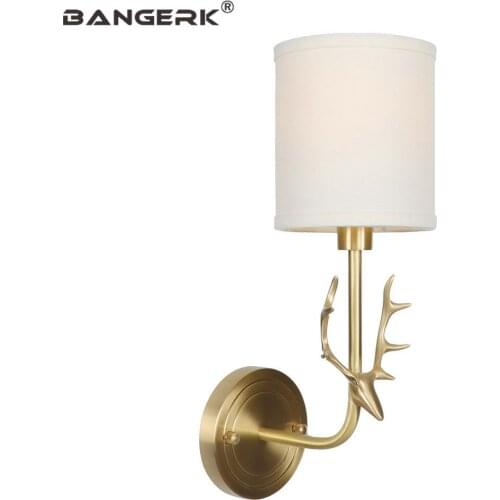 Creative Fawn Copper LED Wall Light Loft Style Modern Cloth Art Wall Lamps Decor Sconce Bedside Home Indoor Lighting Fixtures