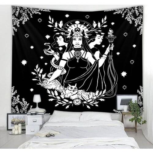 Character art lace illustration tapestry sun moon hippie psychedelic wall hanging bohemian home decor witchcraft tapestry