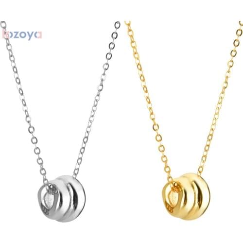 LOZOYA 925 Sterling Silve Gold Irregular Round Fine Jewelry Pendant Necklace Adjustable Long Chain Women Luxur For Party