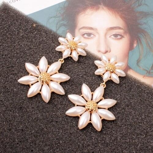 Nintage Exaggerate Flower Earrings Statement Geometric Fashion Brincos for women Luxury Metal Romantic Drop Earing Jewelry