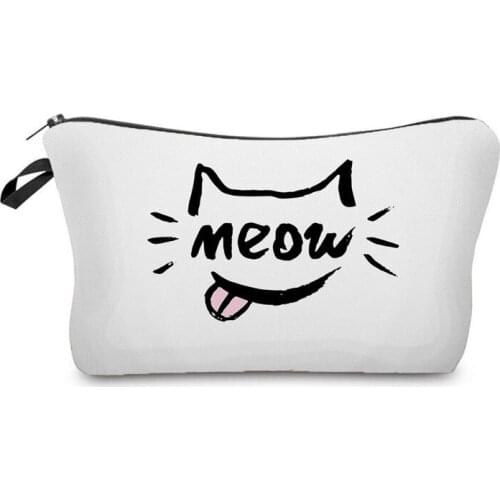 Lovely Cat Printed Makeup Bags Multifunction Mini Storage Bag Durable Fashion Pencil Case Foldable Simple Women Cosmetic Bags