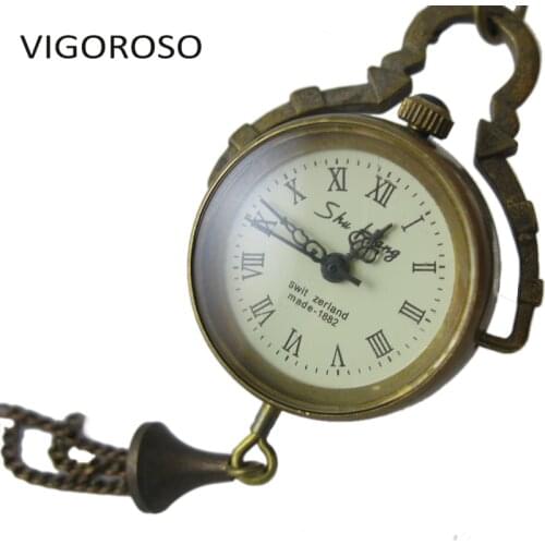 Fashion Vintage Retro Mechanical Pocket Watch Women Lady Girl Man Unisex Watches Brass Color Necklace Hour Bell Clock