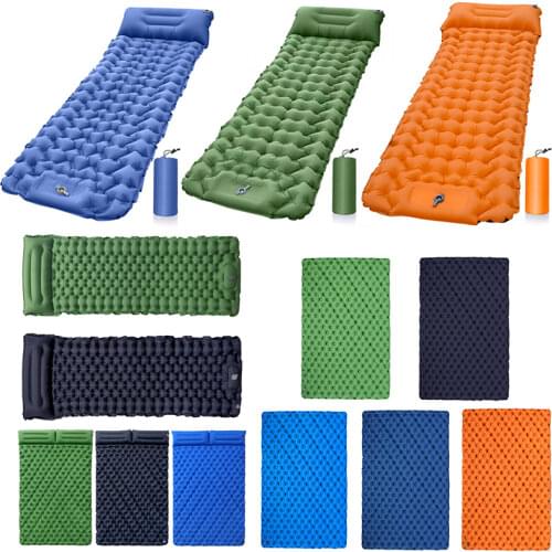 Outdoor Sleeping Pad Inflatable Air Mattresses Camping Mat Furniture Bed Ultralight Cushion Pillow Hiking Trekking w/Storage Bag