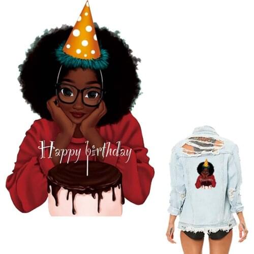 Happy Birthday Girl Applique Clothes Fashion Stickers Iron On Heat Transfer Diy Accessory Sticker On Clothes Iron