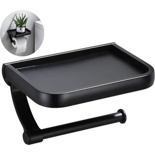 Wall Mounted Stainless Steel Toilet Paper Holder Tissue Paper Holder Roll Holder With Phone Storage Shelf Bathroom Accessories