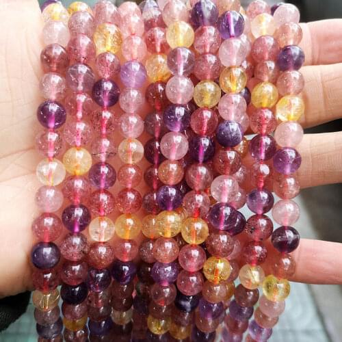 Natural Stone Mixed Crystal Round Loose Spacer Beads For Jewelry Making DIY Jewelry Accessorries Beads For Bracelet 6 8 10mm