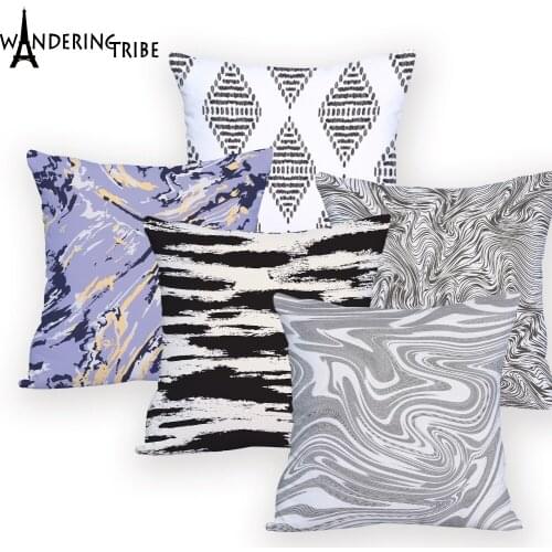 Geometirc Pillow Cover Colorful Decoration Living Room Custom Relax Throw Pillows Stripe Cushions Decoration Bed Hand Painted