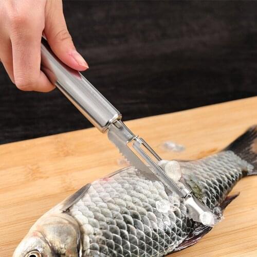 Stainless Steel Fast Cleaning Fish Peeler Scale Remover Seafood Crackers Fish Scaler Cleaner Planet Skin Brush 3pcs combination