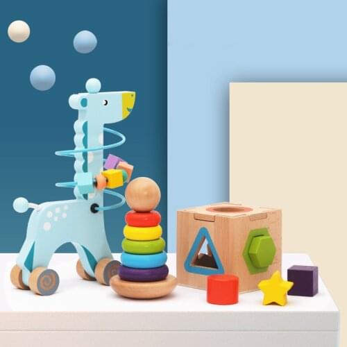 New Montessori Wooden 3D Toys Childhood Learning Kids Baby Colorful Wooden Blocks Educational Toy For Children Birthday Gift