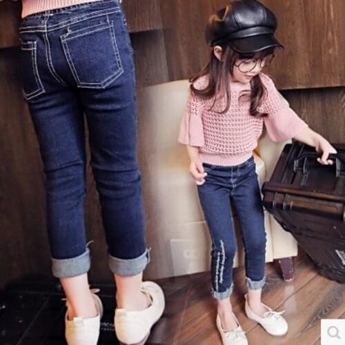 2020 autumn childrens clothing child all-match skinny pants pencil trousers baby and girls jeans pants