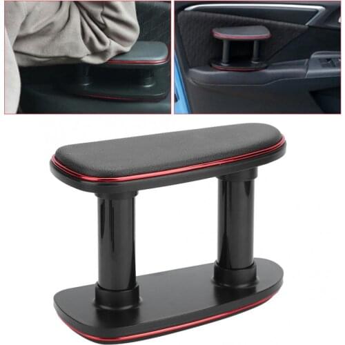 Universal Car Left Hand Armrest Pad Anti-Fatigue Elbow Support Adjustable Bracket Car Arm Rest Assist Handle Black + Red