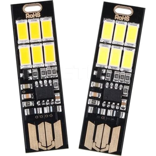 Portable Mini Pocket Card USB Power 6 LED Keychain Night Light 1W 5V Touch Dimmer Warm/Cold Light for Power Bank Computer Laptop