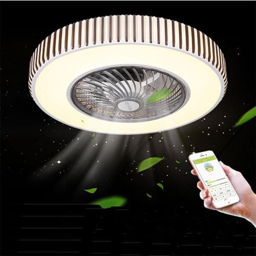 Ceiling Fan With Light Round LED Ceiling Light For Bedroom Dining room Kitchen Office Study Dimmable Chandelier Ceiling Lamp Fan