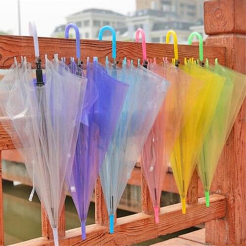 Long-Handle Transparent Automatic Umbrella Six Colors Hot Jelly Transparent Advertising Umbrella LX6231