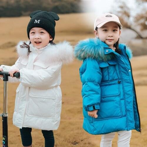 OLEKID 2021 Winter Jacket For Girls Hooded Real Raccoon Fur Girl Winter Down Jacket 3-10 Years Kids Toddler Outerwear Coat Parka