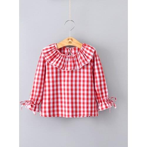 Qunq Girls Shirts Plaid O-neck Long Sleeve Kids Pullovers 2021 New Spring Baby Toddler Children Top Clothes 1 2 3 4 5 Year
