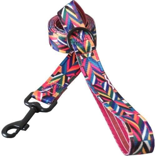 Rainbow Printed Dog Leash Rope Adjustable Dog Collar Car Safety Seat Belt for Small Medium Puppy Walking Leads Pet Products