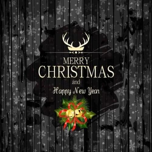 Merry christmas small bell black dark rustic wood snowflake background Computer print party backdrops
