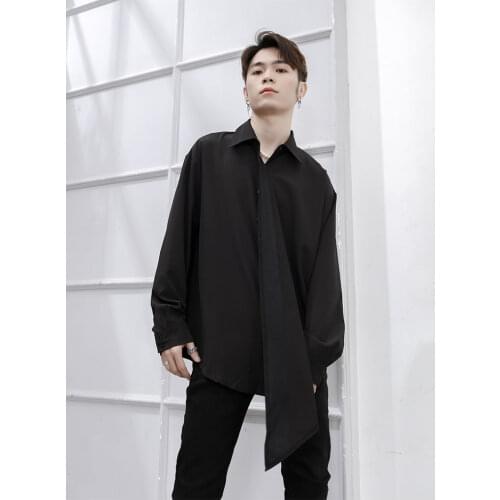 Yamamoto dark wind Yoji four seasons handsome youth asymmetric original loose Long Sleeve Shirt Mens big size fashion
