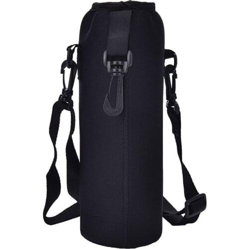 1000ml Sports Water Bottles Carrier Bag Pouch Strap Neoprene Water Pouch Holder Shoulder Strap Black Bottle Carrier Insulat Bag