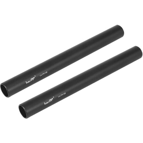 Haoge VA-PR15B 15cm (5.9 Inch) Long Aluminum Alloy Rod 15mm Rods with M12 Thread for Camera Rail Support System Black