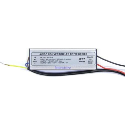 Input AC 100V~265V Out DC 22~38V 1500mA Waterproof Power Supply LED Driver For 50W LED Spotlight