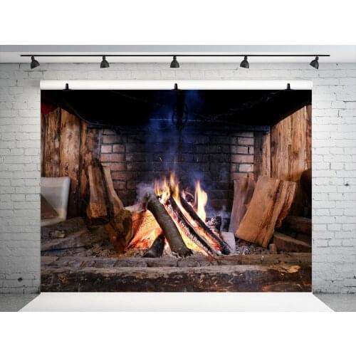 VinylBDS Chalets Brick wall Photography Backdrops Warm Bonfire Screen Photo Background Photographie Fond Pour Photo foto