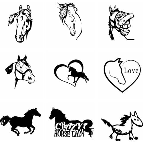 Funny Car Stickers Horse Car Sticker and Decals Car-styling Animals Car Door Window Car Accessories Decoration Funny Wrap Vinyl