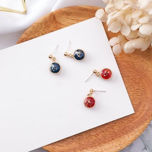 2021 New 925 silver needle literary retro temperament round earrings female Crystal from Swarovskis 2 Colors Fit Women Party