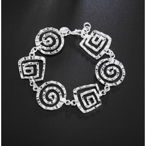 925 sterling silver Vintage Retro round pattern chain Bracelet for woman fashion fine jewelry Wedding party Christmas gifts