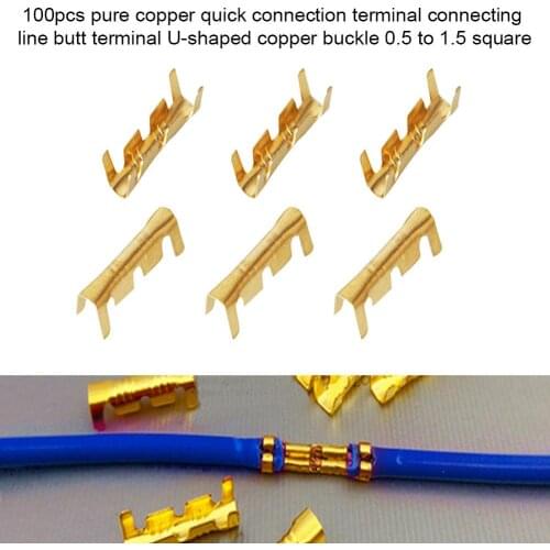 100pcs U shape Docking Connector Line Pressing Button Quick Connect Terminal Wiring 0.5 to 1.5 Square