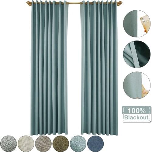 100% Blackout Window Curtains Double Layer Thermal Curtains Solid Colour Shading Curtains For Living Room Bedroom Home Decor D30