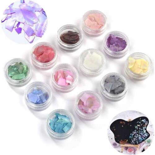 12pcs Glitter Shell Resin Filling Nail Art Decals Irregular Abalone Decoration DIY Epoxy Resin Mold Jewelry Making Accessories