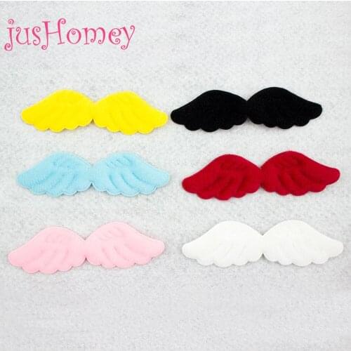 20PCS Flocking Fabric Angel Wing Patches Embossed Angel Wings Padded Patches for Party Props, Cake Topper, Baby Hair Accessory