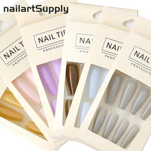 24pcs/pack Ballet Nails Art Fake Nail Tips Flakes Full Cover 6xcolors T Shape Designs Wareable False Nails Decorations Tools #23