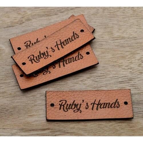 30pcs Personlised leather handmade labels for Knitting Crochet items, Brand logo clothing tags for rivets, Garment hat DIY label