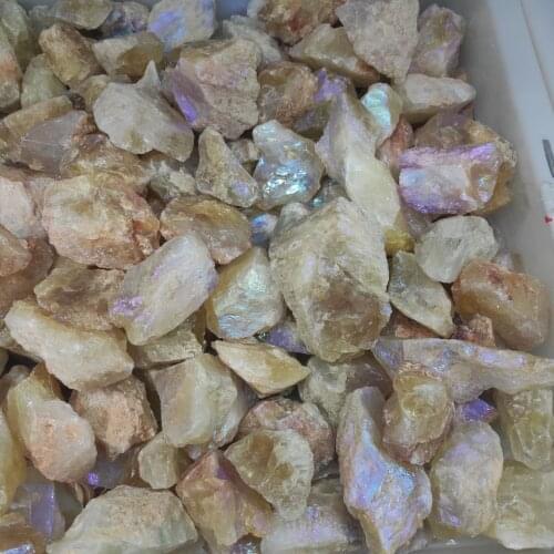 60-100g Electroplated Natural Yellow Citrine Quartz Crystal Single Pointed Cluste Unique Lines Ornament Energy Column Gift