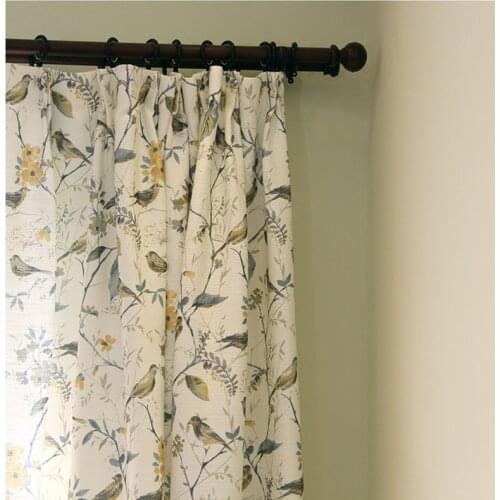 American new style curtain tulle Nordic style window curtain cotton linen curtain Europe type sitting room bedroom print curtain