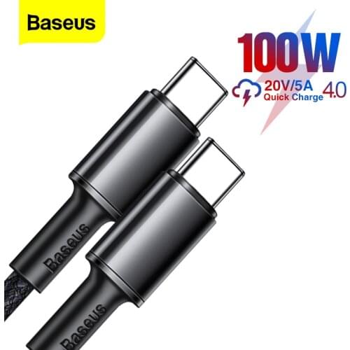 Baseus 100W 5A USB C To USB Type C Cable PD Fast Charging Charger Cord USB-C Type-C Cable For Xiaomi Samsung Huawei Macbook iPad