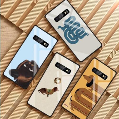 Cartoon Animals Dogs Dachshund Tempered Glass Phone Case For Samsung Galaxy S8 S9 S10 S20 PLUS J6 J8 2018 NOTE 8 9 10 Cover