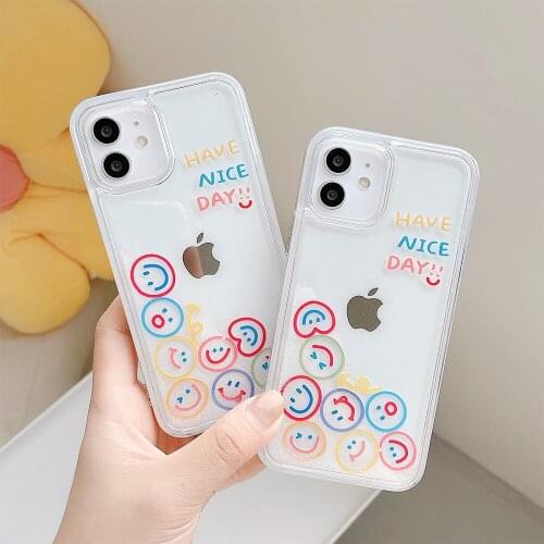 아름다운 Have a nice day Liquid quicksand Glitter Phone Case for iPhone 12 11Pro Max XR X XS Max 7 8 Plus SE 2020 12mini 12ProMax