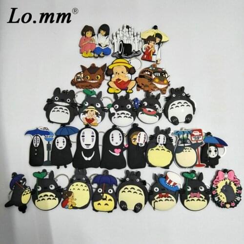 Miyazaki Hayao movie Tonari no Totoro Spirited Away keychain No Face man PVC keyring cute funny cartoon backpack pendant kid toy