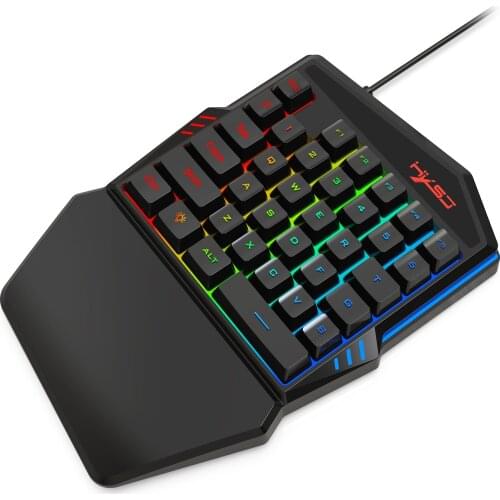 HXSJ V100 V100-2 35 Key Single Hand Gaming Keyboard LED Backlight Keyboard with USB Wired for Phone PUBG LOL CS Gamer