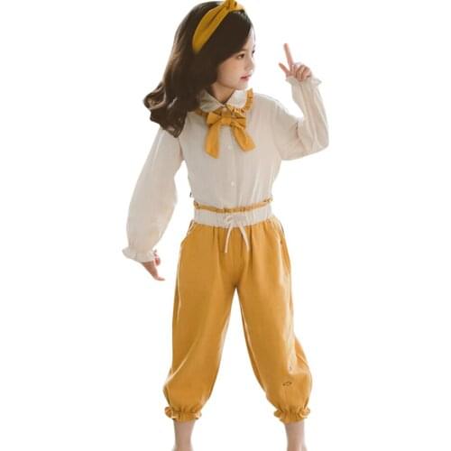 Kids Clothes Big Bow Girls Outfits Blouse + Pants Teenage Clothes For Girls Spring Autumn Costumes For Children