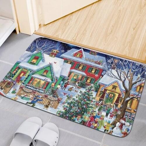 Upetstory Christmas Print Entrance Doormat Funny Wecome Floor Door Mats Absorbent Anti-slip Kitchen Living Room Carpet Rugs