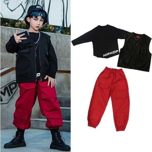 New Kids Hip Hop Clothing Jacket Tops Fashion Hiphop Pants Modern Street Dance Costume Long Sleeve Performance Wear Suit VDB2951