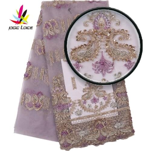 Best Quality Handmade Beads Lace African Lace Fabric Luxury Beaded Lace Fabric Newest Wedding Lace Dresses for Women XZ2919B-3