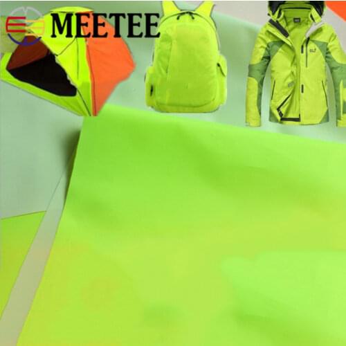 Meetee 100/200X150cm 300D PU Oxford Fabric Fluorescent Coated Reflective Polyester Fabric for Jacket DIY Clothing Sew Material