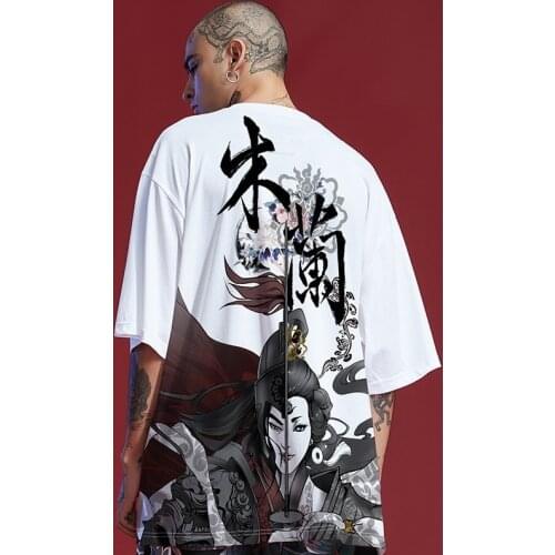 2021 Summer T Shirt Men Samurai Harajuku Tshirt Short Sleeve Casual Hip Hop Streetwear Anime Print Tshirt ZZ476