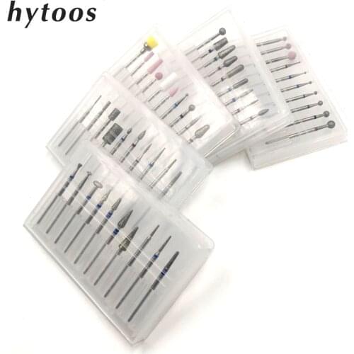HYTOOS 10Pcs Diamond Nail Drill Set 3/32" Milling Cutter for Manicure Rotary Cuticle Burr Nail Bits Drill Machine Accessory Tool